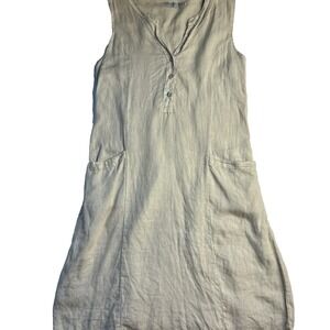 Blu Orchid Minimalist Linen Women‎ S Dress Italy Neutral Summer Beige Ribbed
